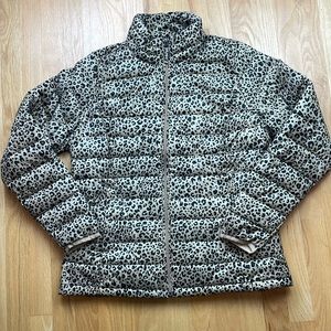 Amazon Essentials Camel Cheetah 🐆 Print Puffer Jacket Size Large